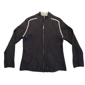 Smartwool Merino Wool Full Zip Sweater Jacket Women Sz L Brown